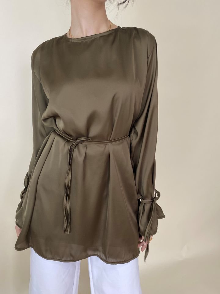 Saten Bağlamalı Tunik