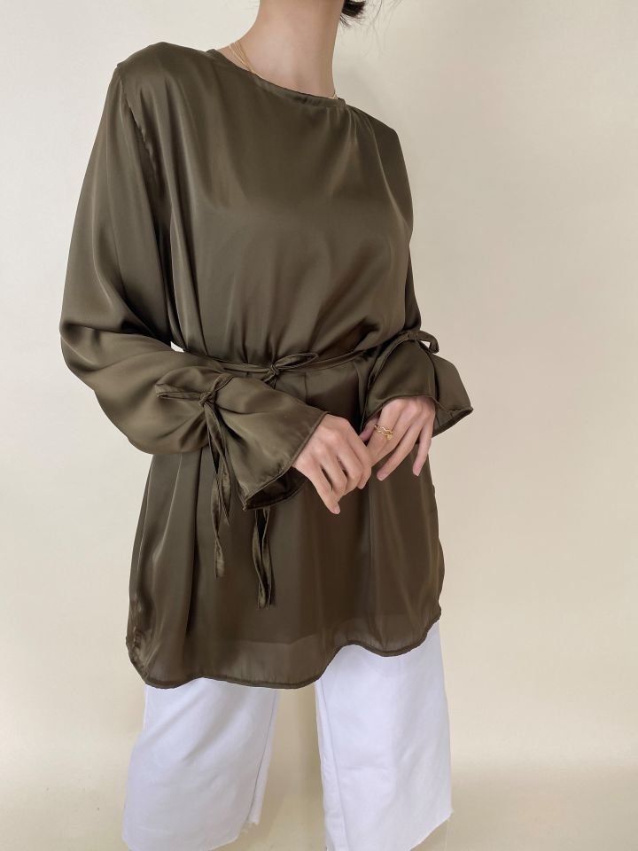 Saten Bağlamalı Tunik