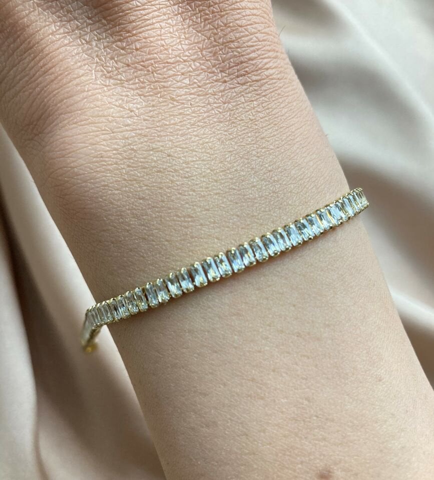 Dikdörtgen Baget Gold Suyolu Bileklik