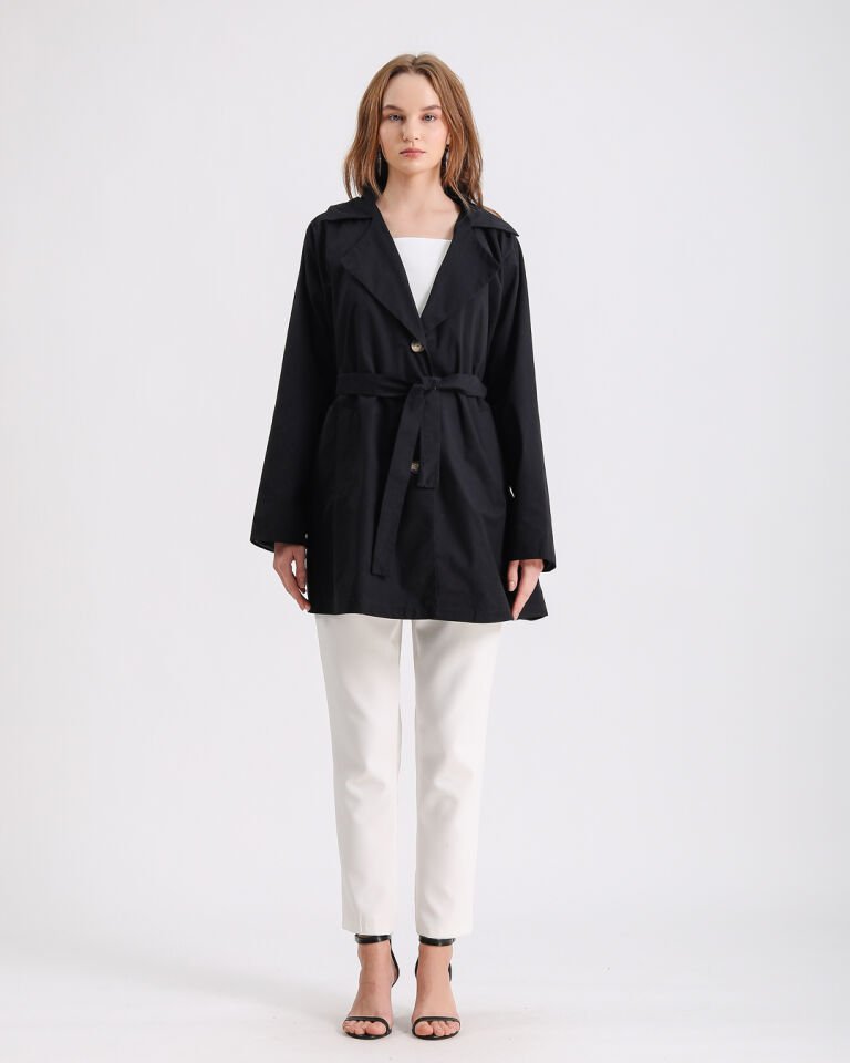 Siyah Basic Trenç Ceket