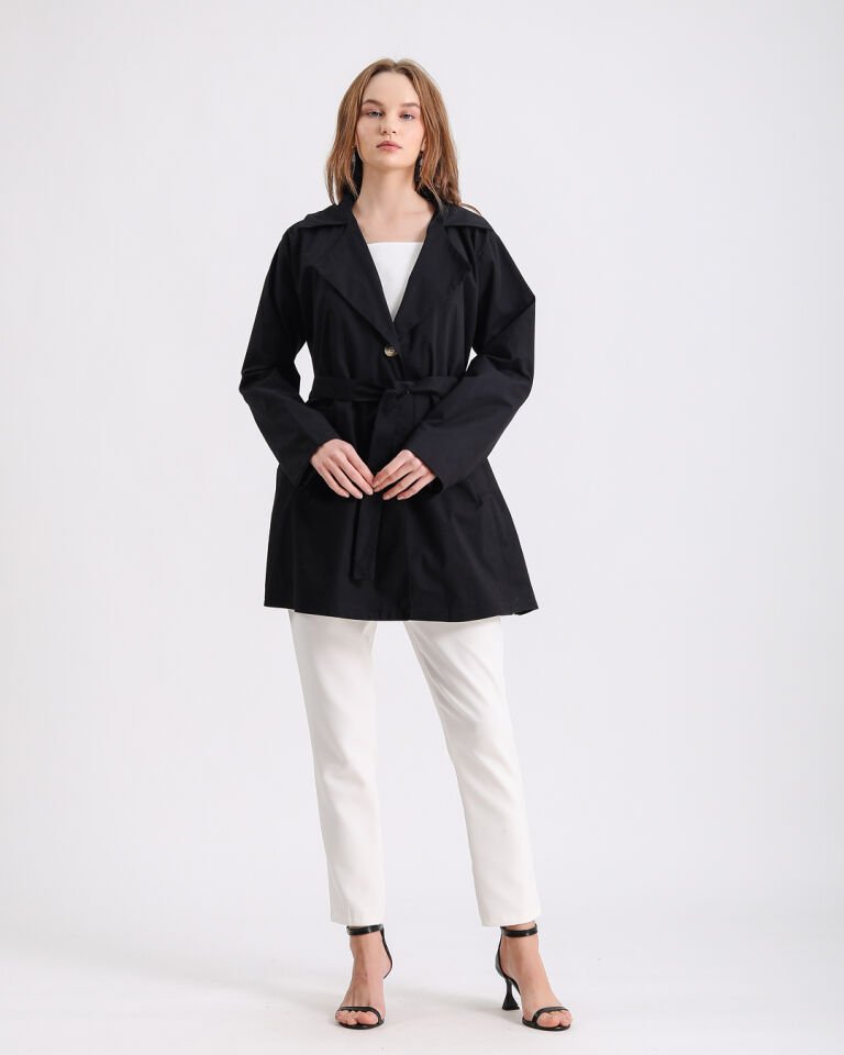 Siyah Basic Trenç Ceket