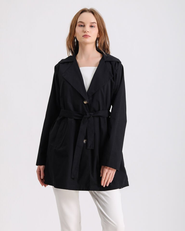 Siyah Basic Trenç Ceket