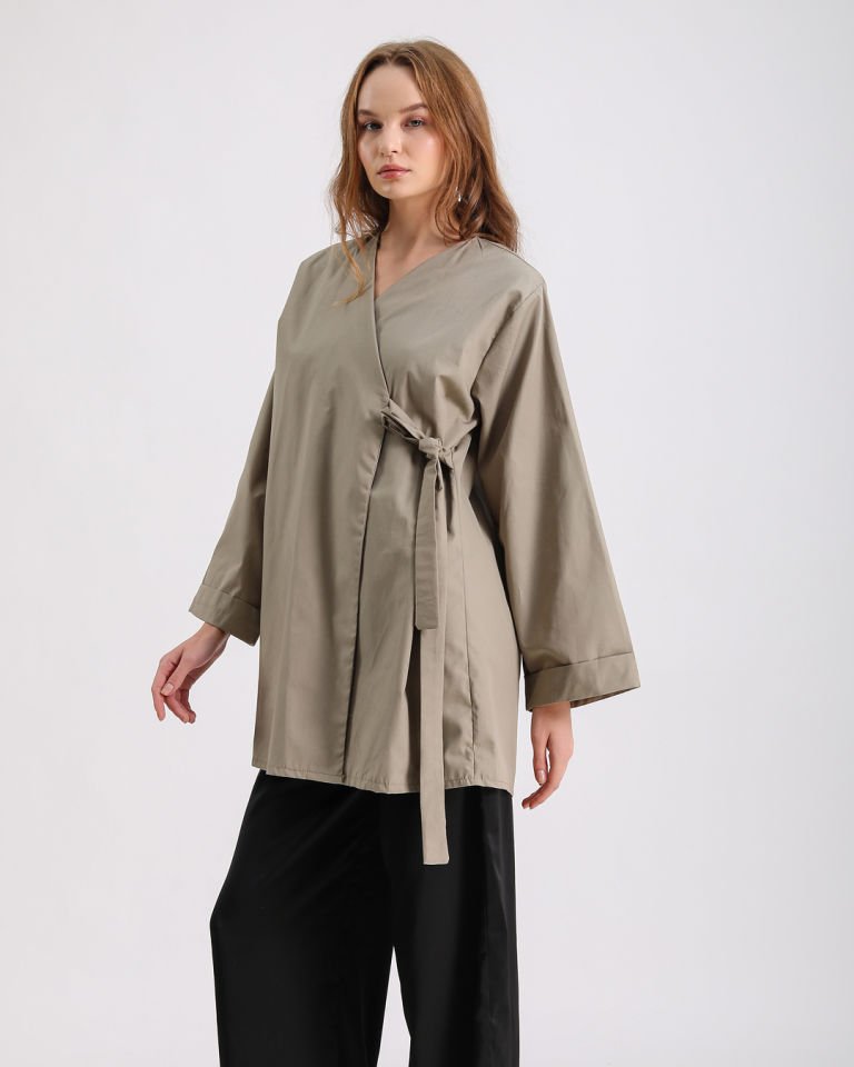 Haki Bağlamalı Kimono