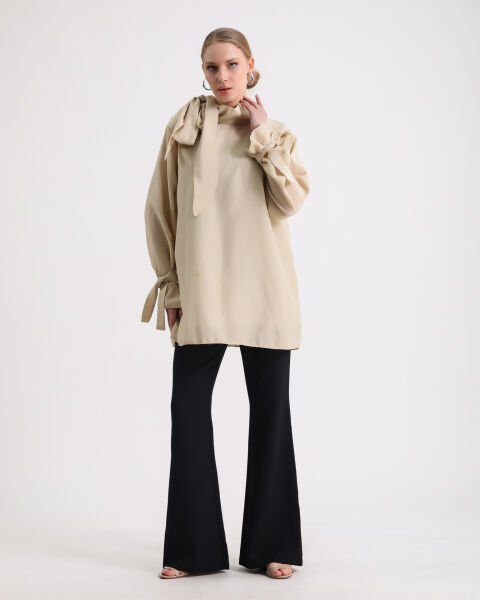 Vual Boynu Bağlamalı Tunik