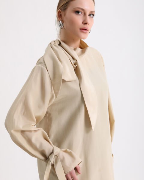 Vual Boynu Bağlamalı Tunik