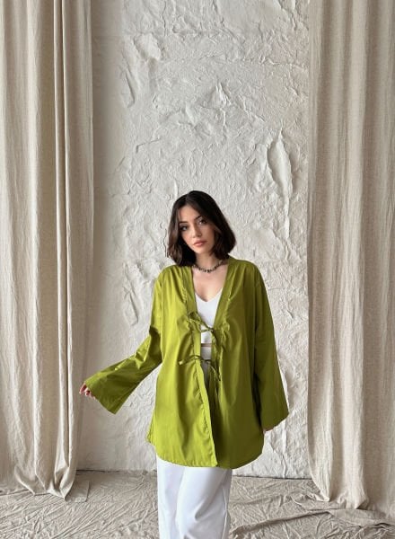 Yeşil Bağlamalı Kimono