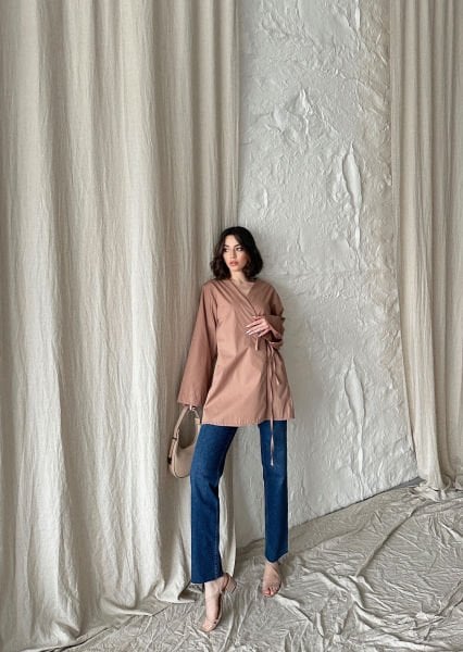 Pudra Bağlamalı Kimono