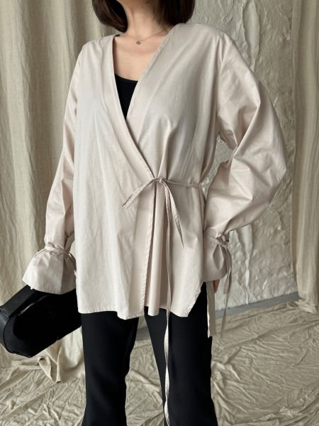 Ekru Yırtmaçlı Kimono