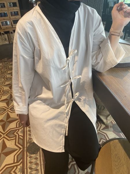 Beyaz Bağlamalı Kimono