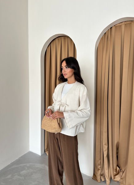 Ekru Kısa Kimono