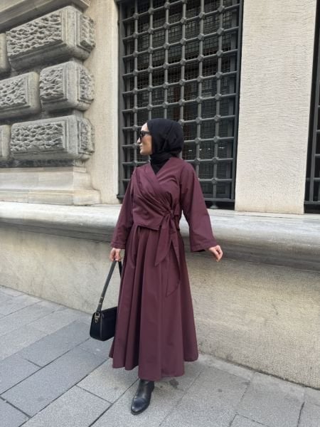 Bordo Etek Kimono Takım