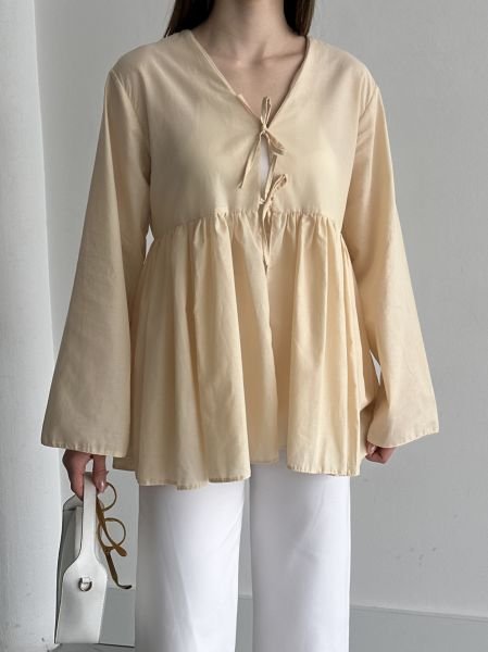 Sarı Büzgü Kimono