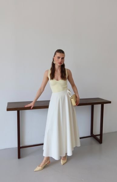 Beyaz Bağlamalı Pamuk Etek