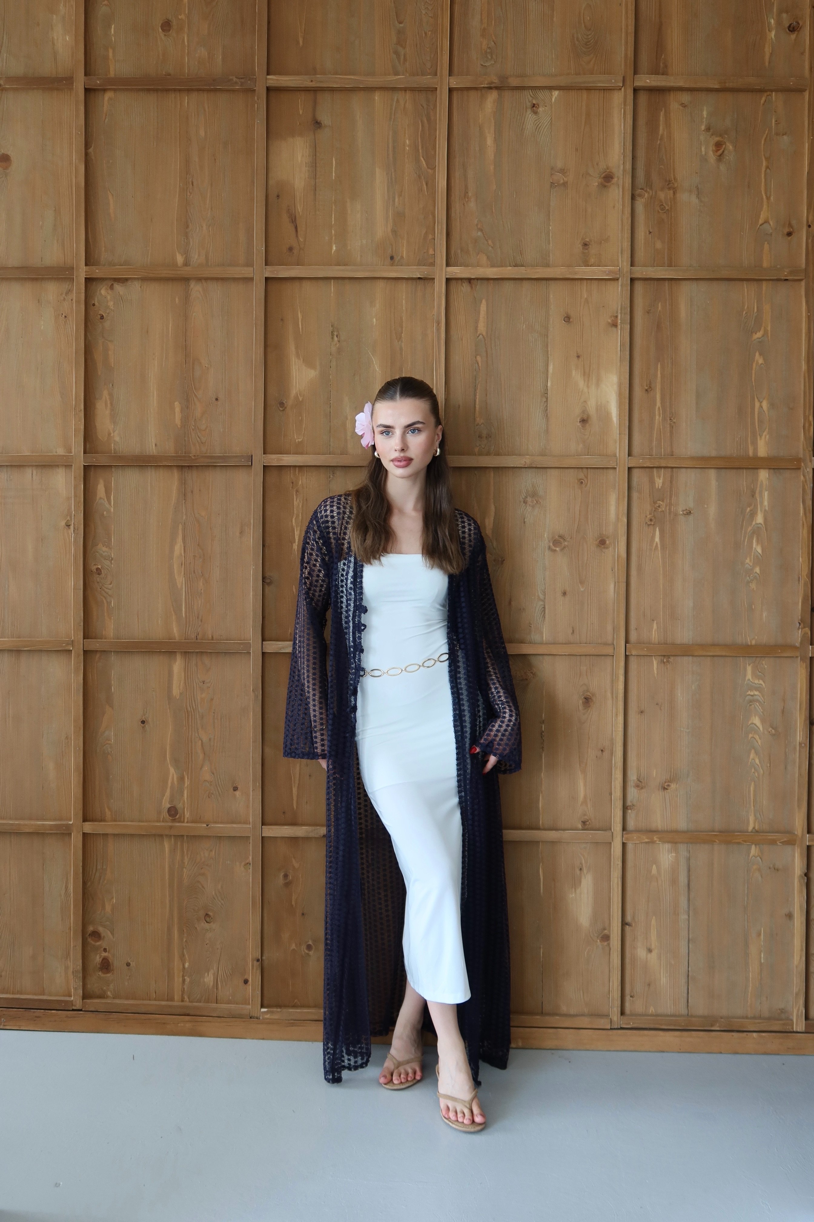 Lacivert Uzun Kimono