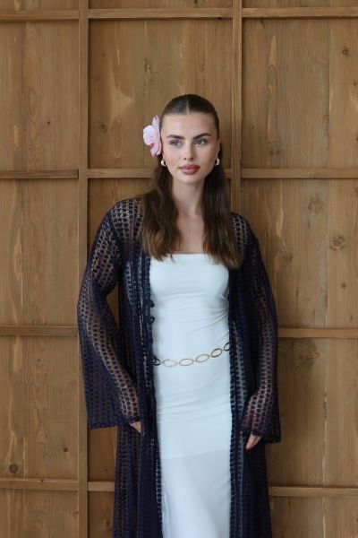 Lacivert Uzun Kimono