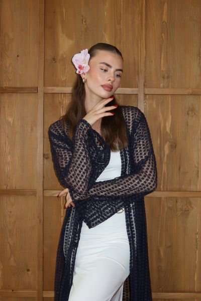 Lacivert Uzun Kimono