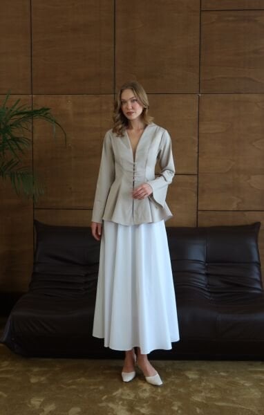 Kuplu Taş Rengi Kimono