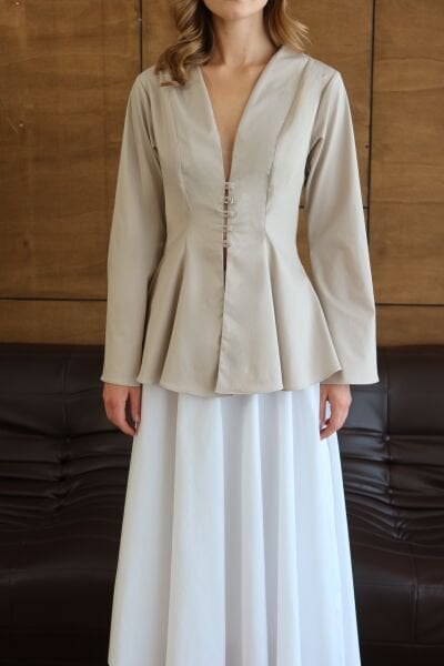 Kuplu Taş Rengi Kimono