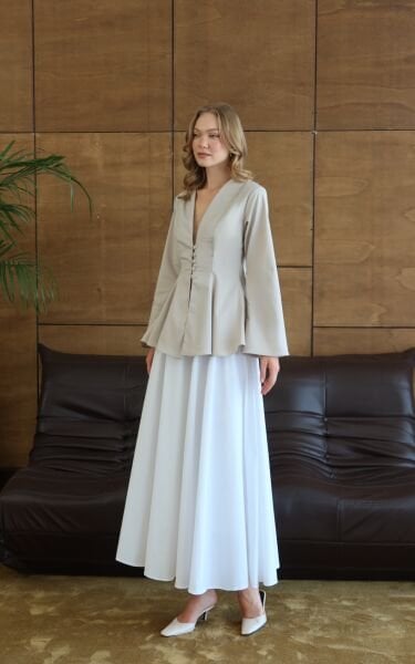 Kuplu Taş Rengi Kimono