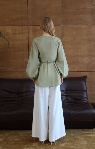 Çağla Yeşili Kimono Gömlek