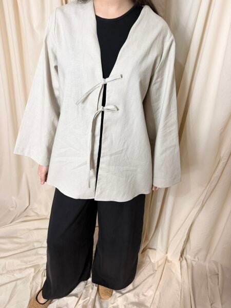 Bağlamalı Keten Kimono