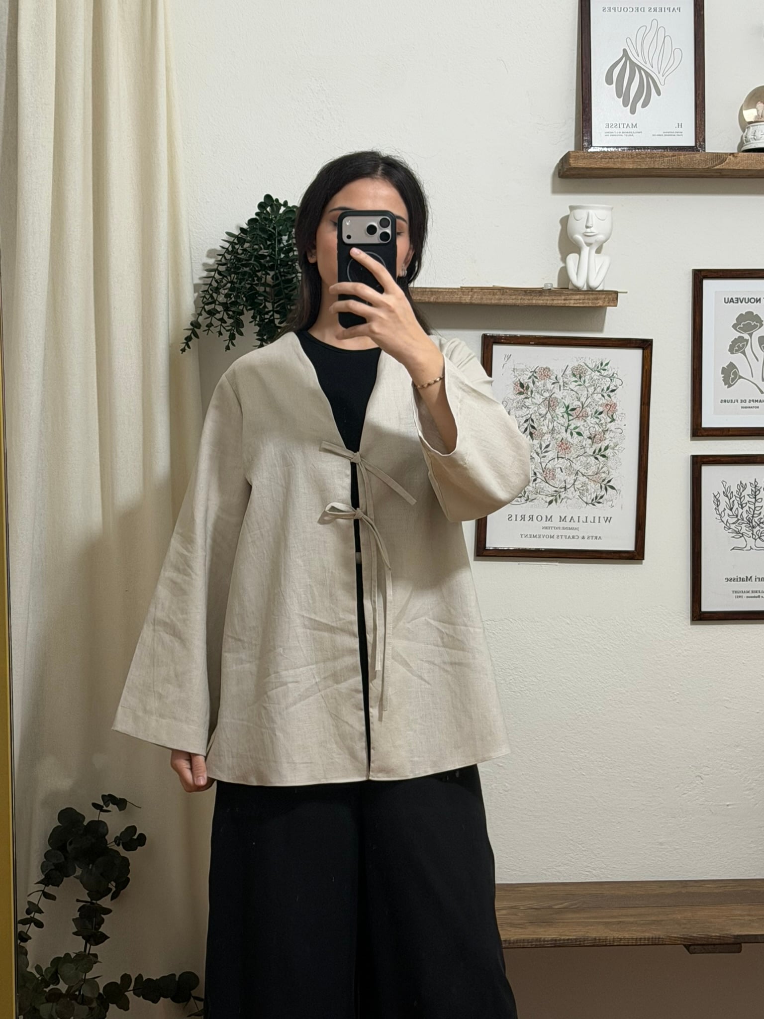 Bağlamalı Keten Kimono